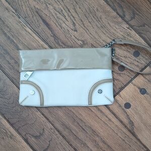 Elegant Tan and Cream Clutch Bag